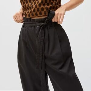 Everlane The Paperbag Pant Organic Cotton Wide Leg High Rise, Black, S